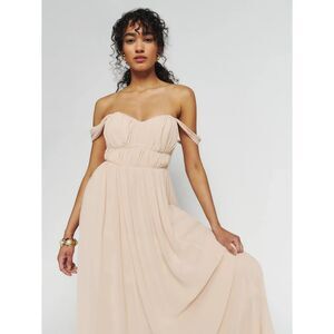 Reformation Peach Off-Shoulder Maxi Dress